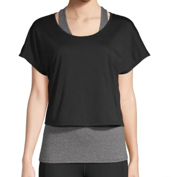 NEW NWT Dark Green Sz Large (12-14) Soft Stretchy Layered 2 in 1 Tank Top AVIA - Picture 3 of 3